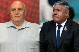 Luis Spahn, presidente de Unión de Santa Fe, junto a Claudio “Chiqui” Tapia, presidente de Asociación del Fútbol Argentino