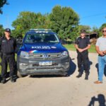 Rodrigo Borla durante la entrega de un móvil policial destinado al destacamento de Colonia Esther en el departamento San Justo.