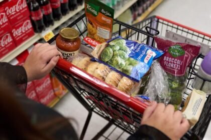 Productos de la canasta básica exhibidos en un supermercado. El costo de los alimentos es uno de los principales indicadores para medir la indigencia y la pobreza en el país. Foto de archivo.