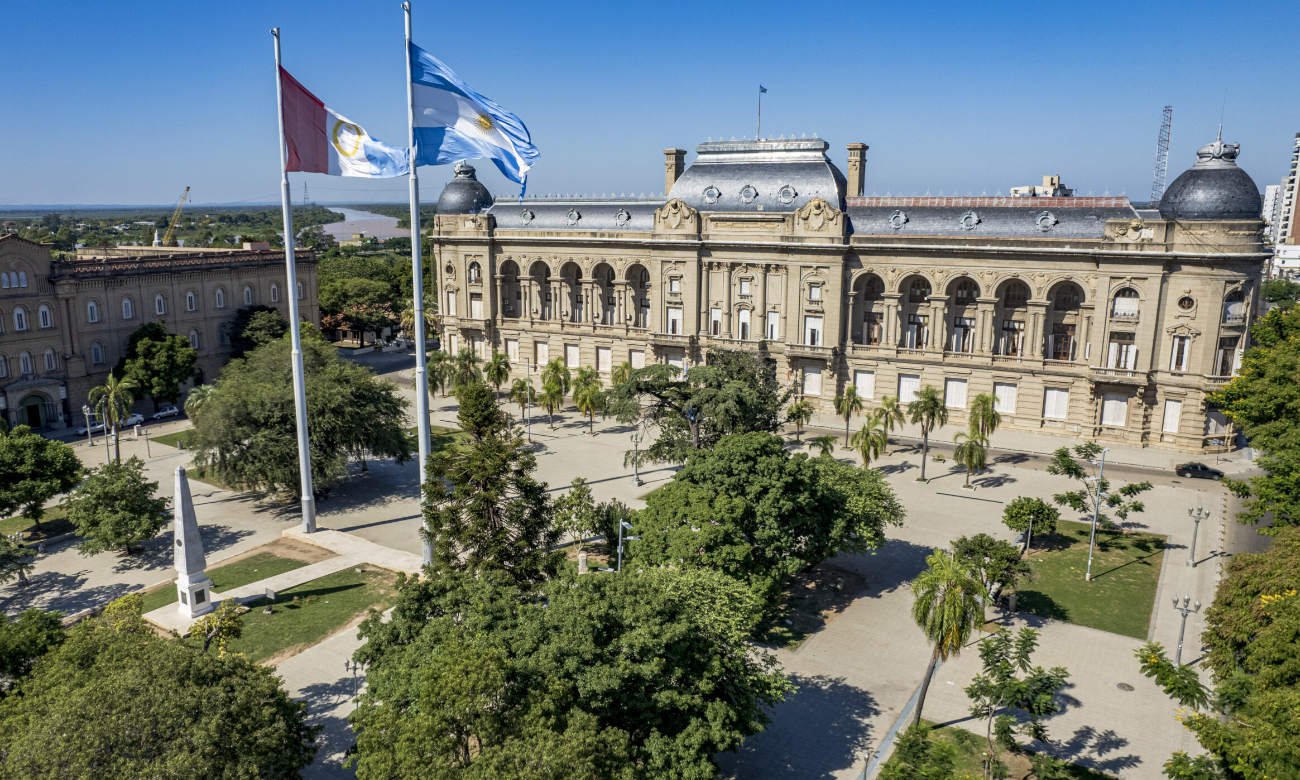 Vista de la Casa de Gobierno de la provincia de Santa Fe, sede del Poder Ejecutivo provincial, en la ciudad de Santa Fe. Foto de archivo.