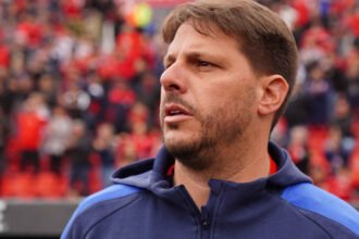 Damián Ayude durante un partido oficial de San Lorenzo en el Nuevo Gasómetro.