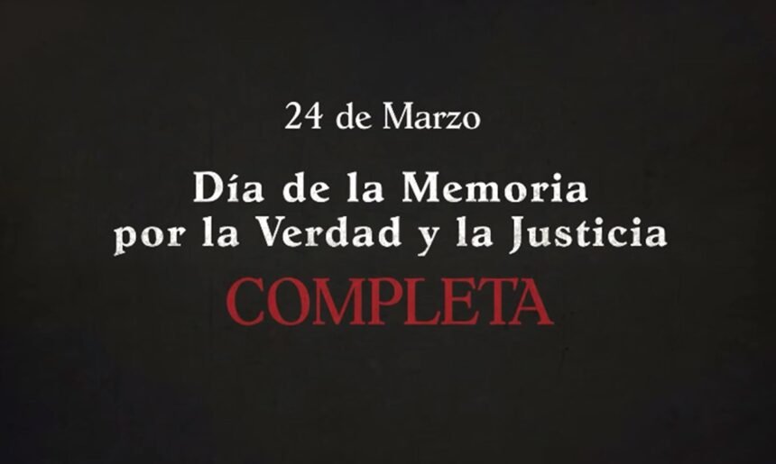 Captura inicial del video institucional difundido por el Gobierno nacional en el marco del Día de la Memoria, a 50 años del golpe de Estado de 1976.