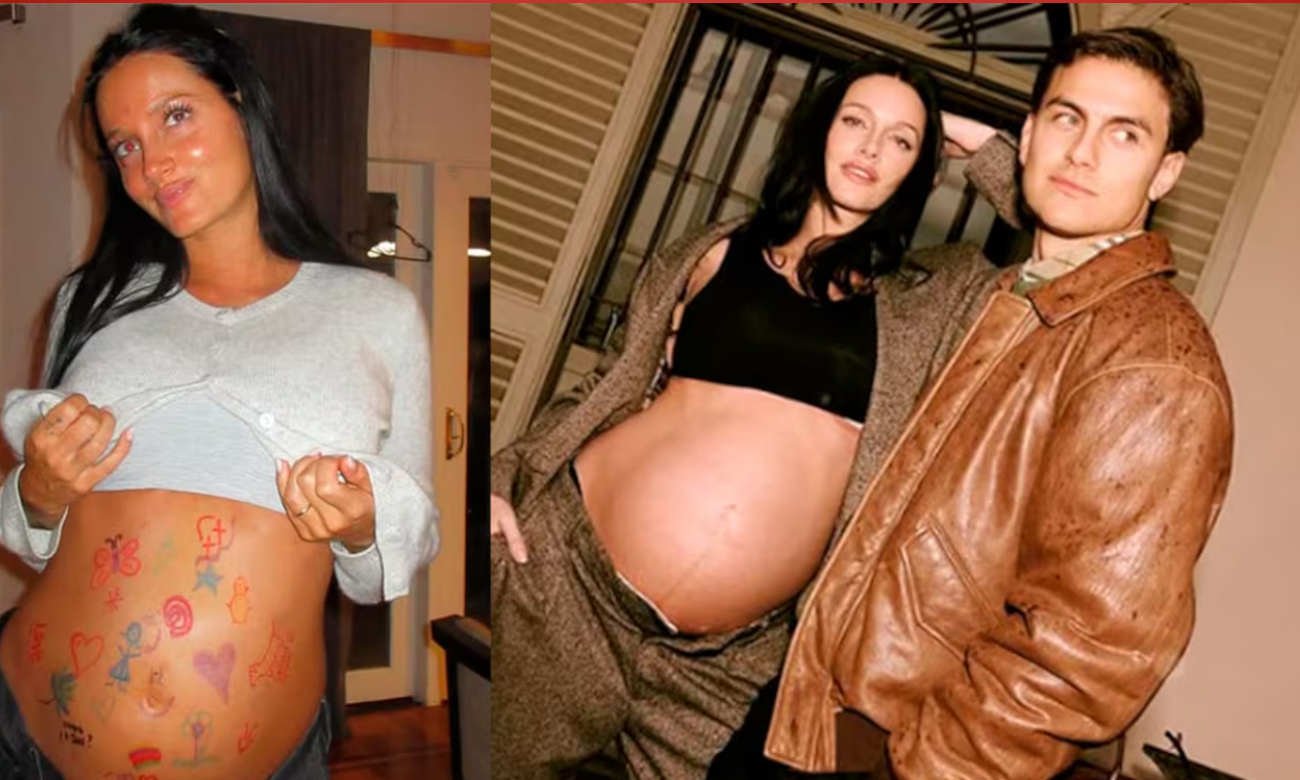 Oriana Sabatini y Paulo Dybala en Roma, días antes del nacimiento de su primera hija.