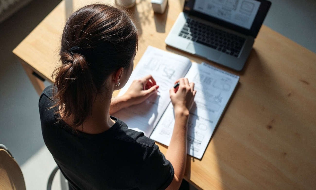 Persona estudia de manera virtual desde su hogar, en una imagen ilustrativa del aprendizaje a distancia.