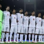 Jugadores de la selección de Irán durante un partido internacional en competencia oficial.
