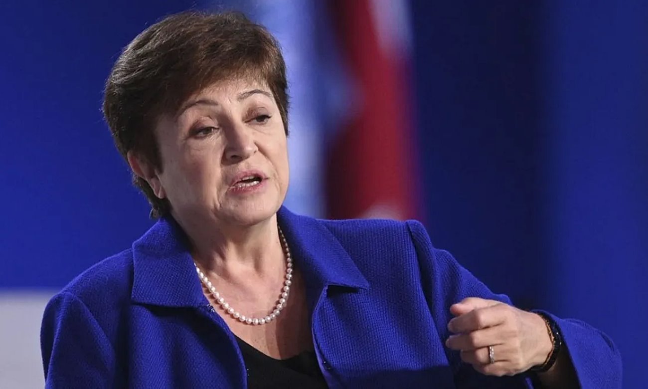 Kristalina Georgieva, directora gerente del Fondo Monetario Internacional, durante una conferencia internacional sobre economía global.