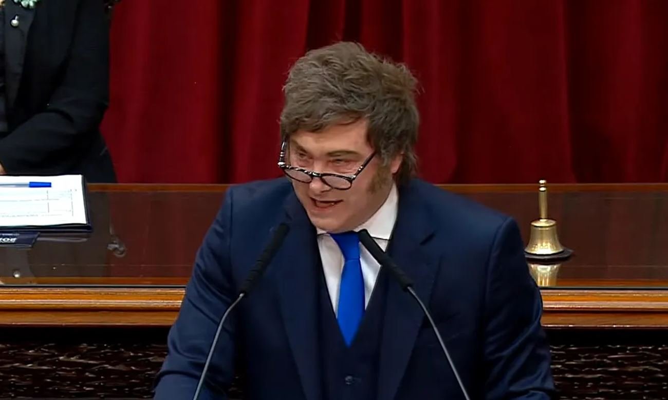 Javier Milei durante su discurso en la apertura de sesiones ordinarias en el Congreso de la Nación.