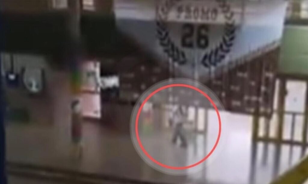 Fotograma de un video que circuló en redes sociales donde se observa al presunto autor dentro de la Escuela Nº 40 “Mariano Moreno”. Imagen de archivo.