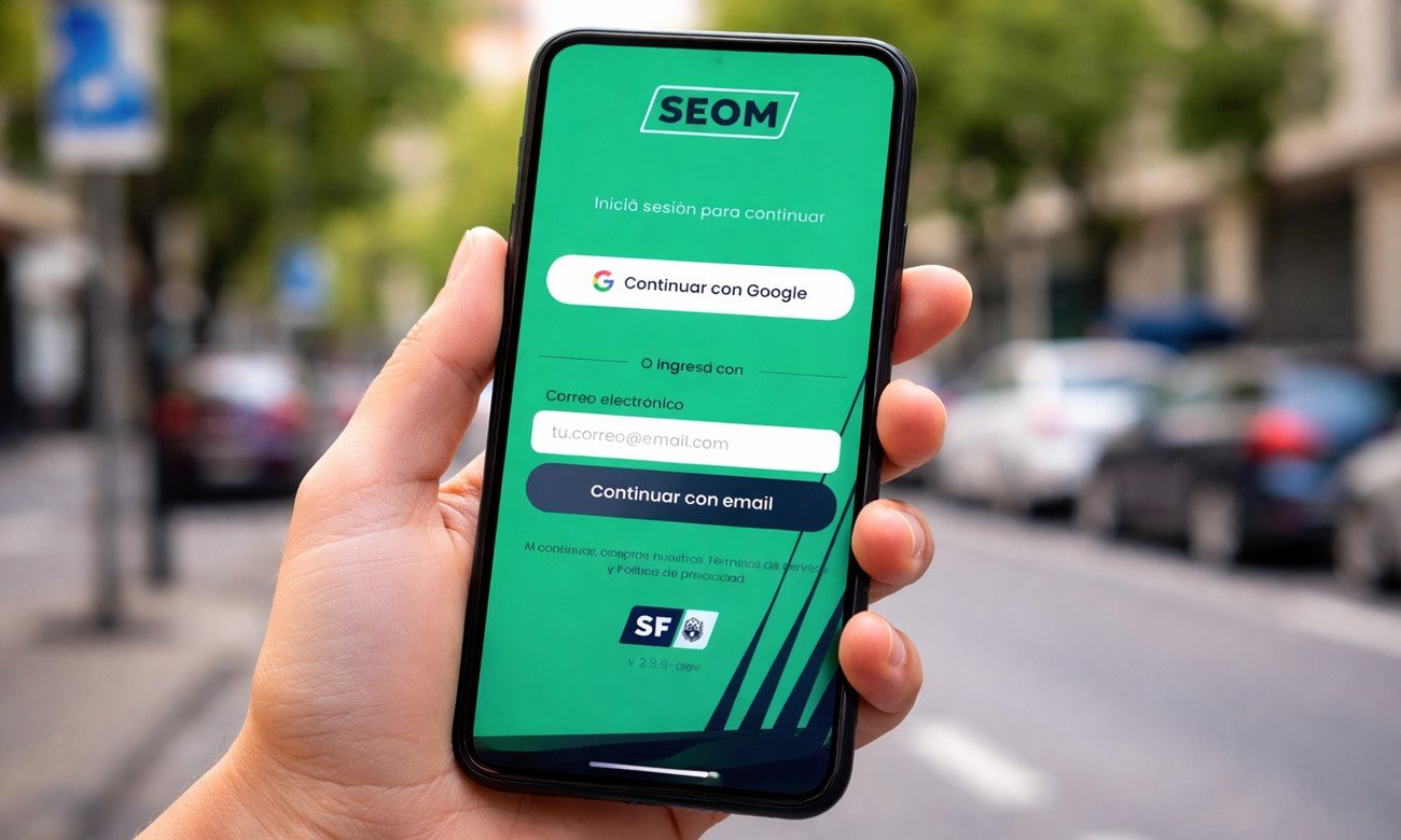 Aplicación del sistema de estacionamiento medido SEOM en funcionamiento en el microcentro de la ciudad de Santa Fe.