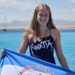 Sofía Garcés tras finalizar su participación en la Copa Mundial Juvenil de aguas abiertas en Somabay, Egipto.