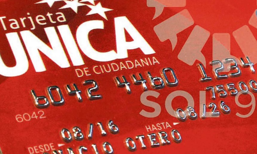 Tarjeta Única de Ciudadanía utilizada para la compra de alimentos en comercios adheridos. Foto de archivo.