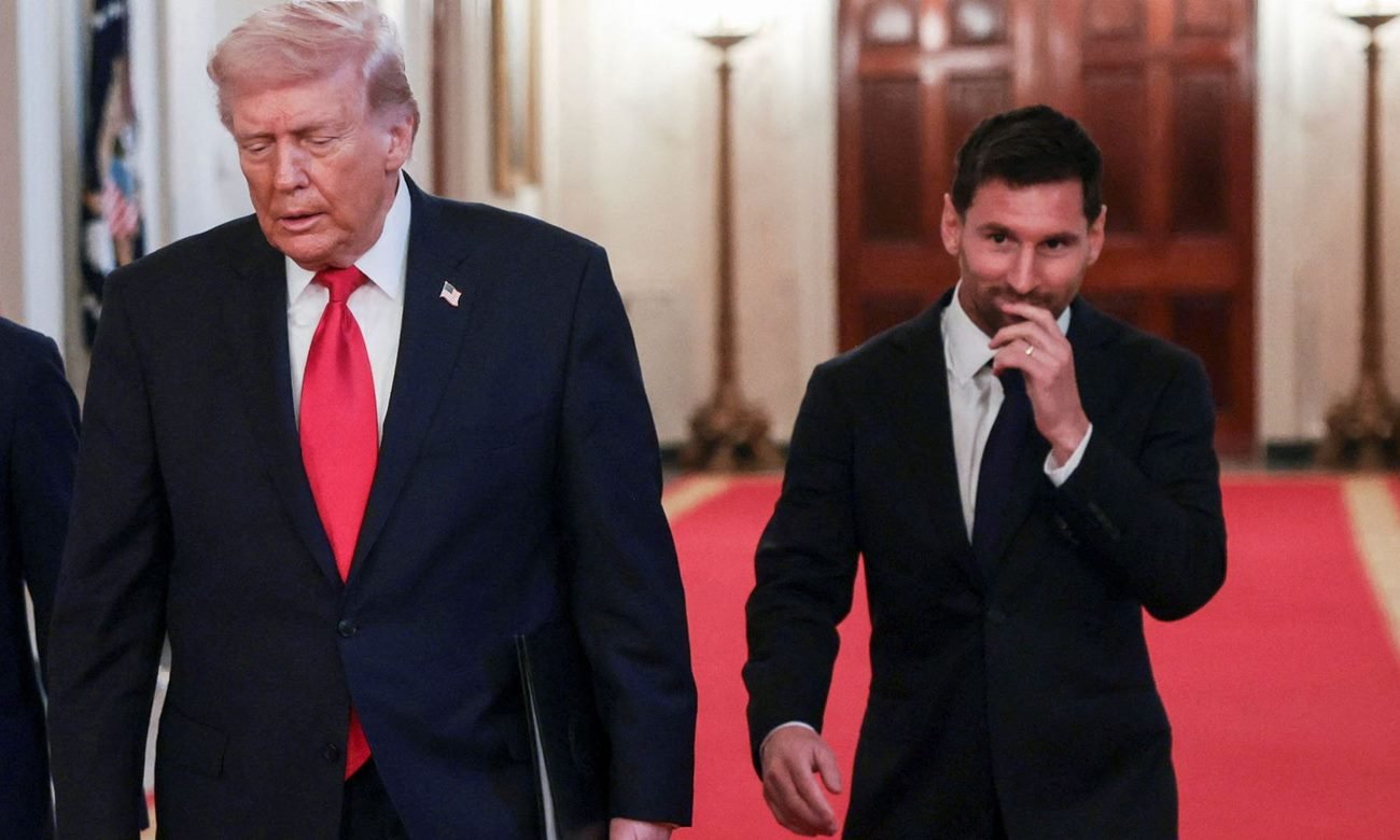 Lionel Messi durante una visita institucional junto al plantel del Inter Miami en la Casa Blanca.