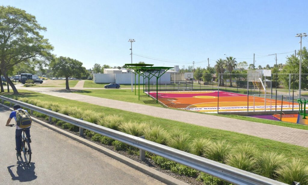 Representación del proyecto de mejoras en el Acceso Oeste a la ciudad de Santa Fe, con obras de conectividad, movilidad urbana y renovación del espacio público.