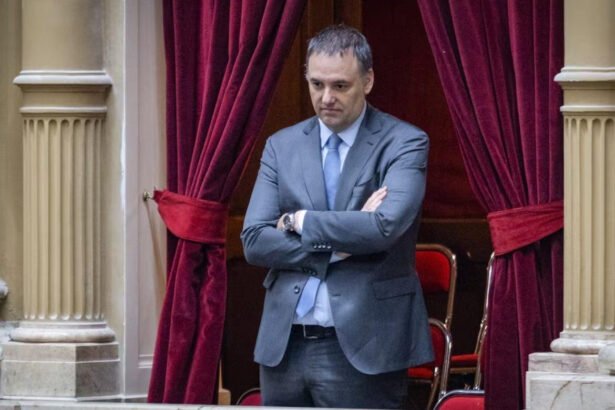 Manuel Adorni observa la actividad legislativa desde uno de los balcones del Congreso, en una imagen de archivo.