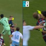 Momento de tensión en un partido del fútbol español con Esteban Andrada como protagonista.