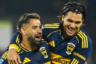 Boca Juniors celebra el gol ante Defensa y Justicia durante el encuentro.