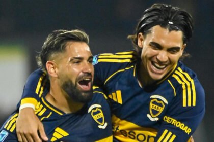 Boca Juniors celebra el gol ante Defensa y Justicia durante el encuentro.