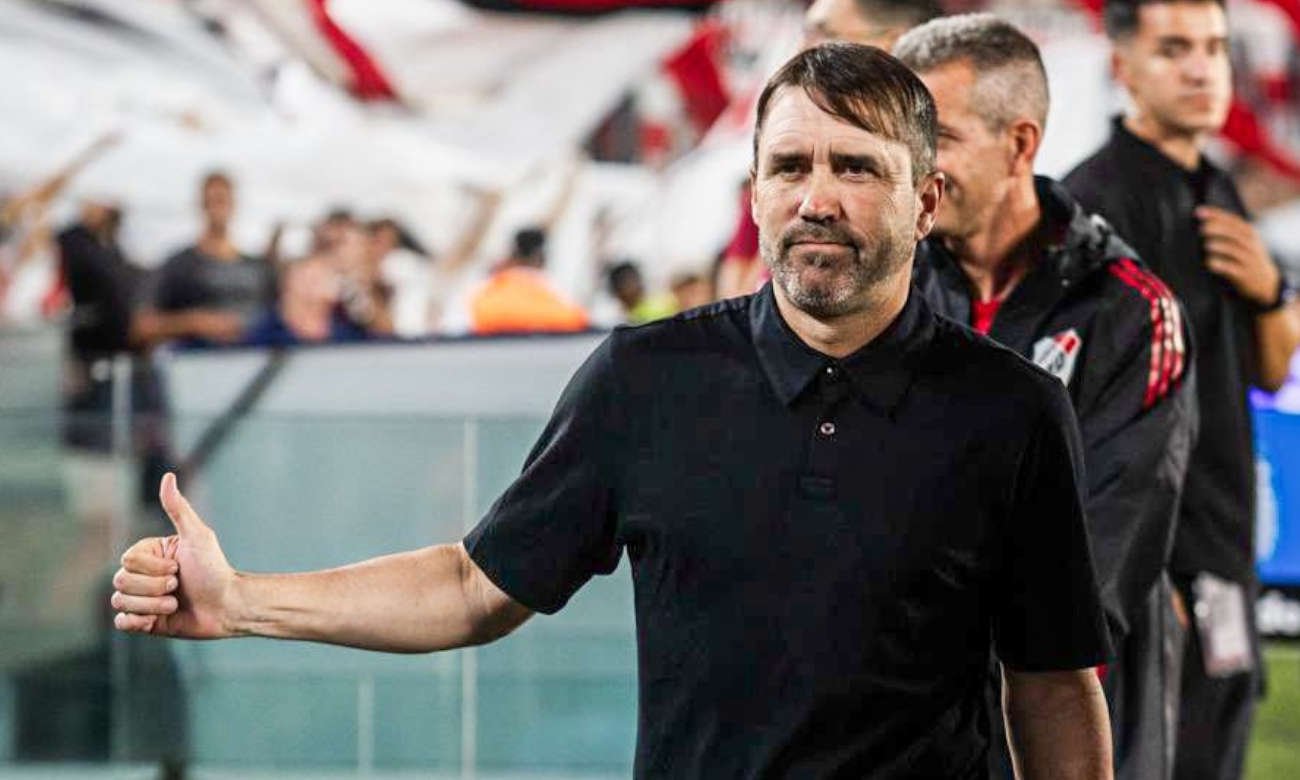 Eduardo Coudet, director técnico de River Plate, durante un partido, en imagen de archivo.