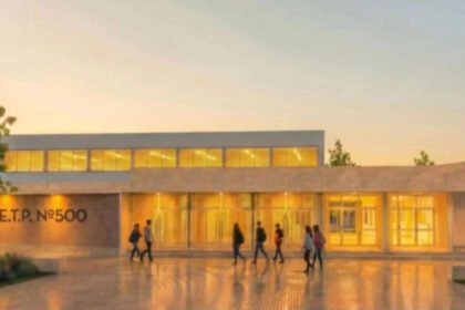 Ilustración oficial del futuro edificio de la Escuela de Educación Técnico Profesional N° 500 de Suardi.
