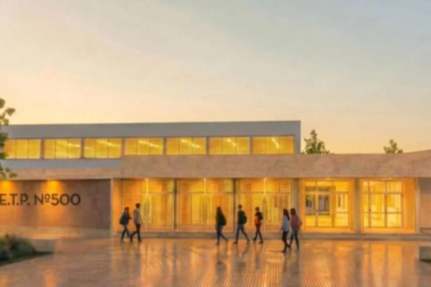 Ilustración oficial del futuro edificio de la Escuela de Educación Técnico Profesional N° 500 de Suardi.