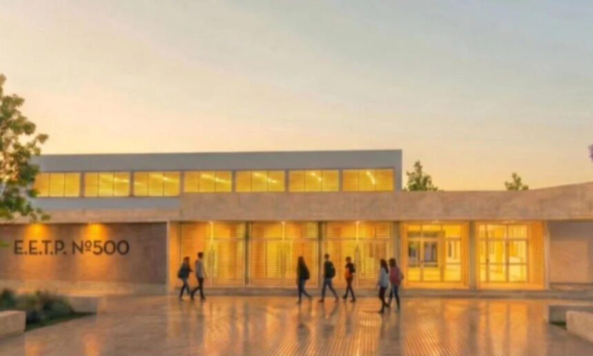 Ilustración oficial del futuro edificio de la Escuela de Educación Técnico Profesional N° 500 de Suardi.