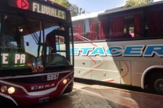 Colectivos de las empresas Etacer y Fluviales en la Terminal de Ómnibus de Santa Fe, en una jornada habitual de servicio interurbano. (Foto: archivo)