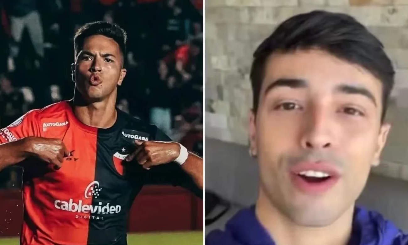 Ignacio Lago futbolista de Colón y su novio durante la emotiva sorpresa en vivo en el programa Sangre y Luto, en un momento que marcó un hito de visibilidad en el fútbol argentino.