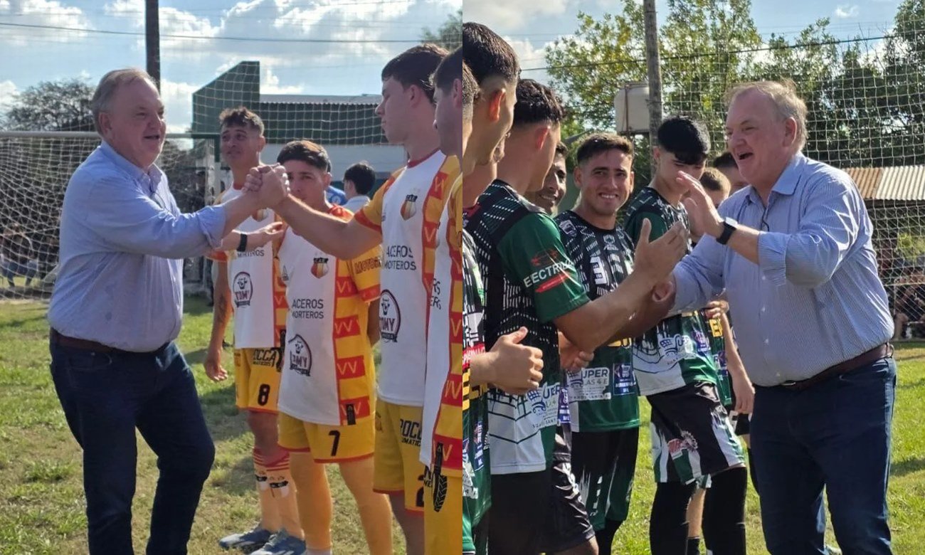 Felipe Michlig junto a equipos participantes en una jornada deportiva en Suardi, fortaleciendo el acompañamiento a los clubes locales.