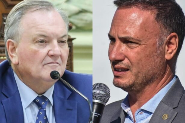 El senador provincial Felipe Michlig y el ministro de Obras Públicas de Santa Fe, Lisandro Enrico, protagonistas de un cruce político por la paralización de viviendas en el departamento San Cristóbal. Foto ilustrativa.
