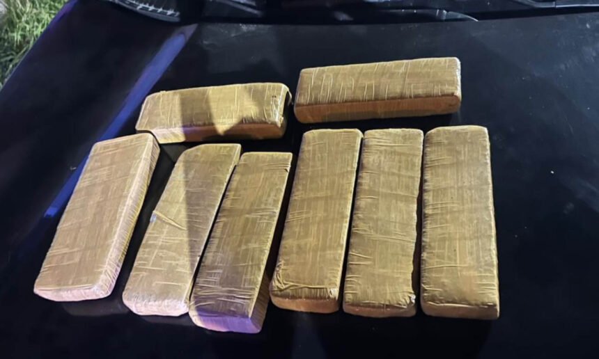 Ocho panes de material estupefaciente fueron secuestrados durante el operativo realizado por el Comando Radioeléctrico en el norte de la ciudad. Foto: Prensa Policía
