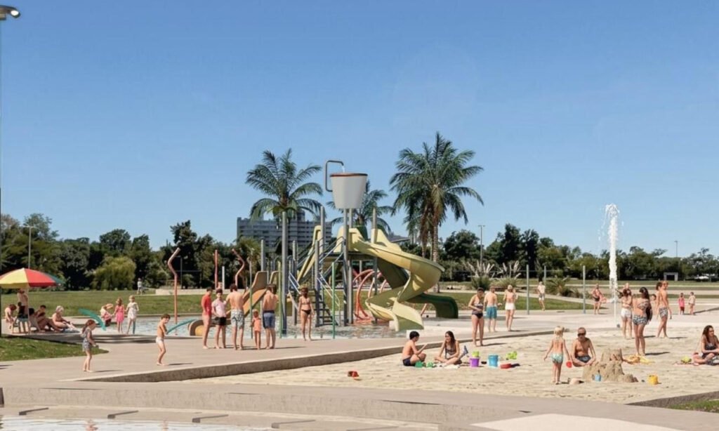 Ilustración del proyecto de renovación del Parque del Sur, que contempla la puesta en valor del espacio y su adecuación como sede del FanFest de los Juegos Suramericanos.