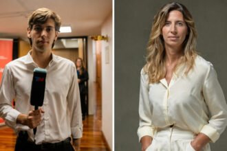 Ignacio Salerno y Luciana Geuna, periodistas de TN, en imágenes de archivo. Ambos fueron denunciados por el Gobierno nacional tras la difusión de un informe grabado en la Casa Rosada.