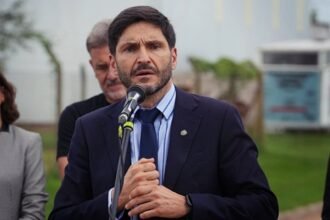 Maximiliano Pullaro durante una actividad oficial en el sur de la provincia de Santa Fe. Foto de archivo.