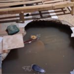 El socavón que se abrió dentro de la vivienda en barrio Villa Hipódromo tras el temporal. La familia logró salir con vida. Foto: Gentileza.