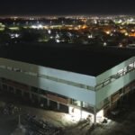 Vista aérea del nuevo Estadio Multipropósito del CARD, una de las principales obras deportivas que se ejecutan en la ciudad de Santa Fe.