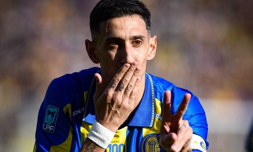 Ángel Di María celebra un gol con la camiseta de Rosario Central. Foto de archivo.