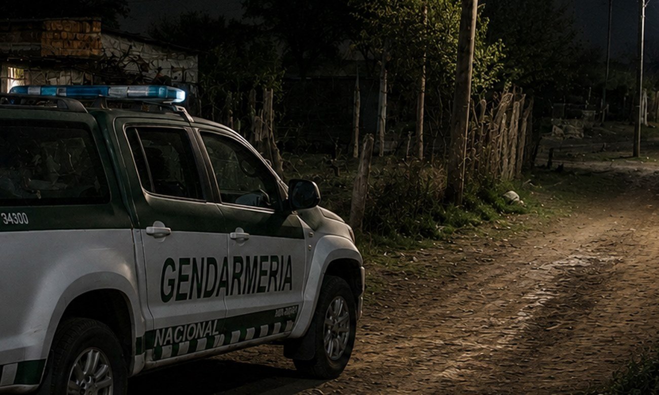 Móvil de Gendarmería Nacional durante un operativo de prevención y control en un barrio de la ciudad. Foto de archivo.