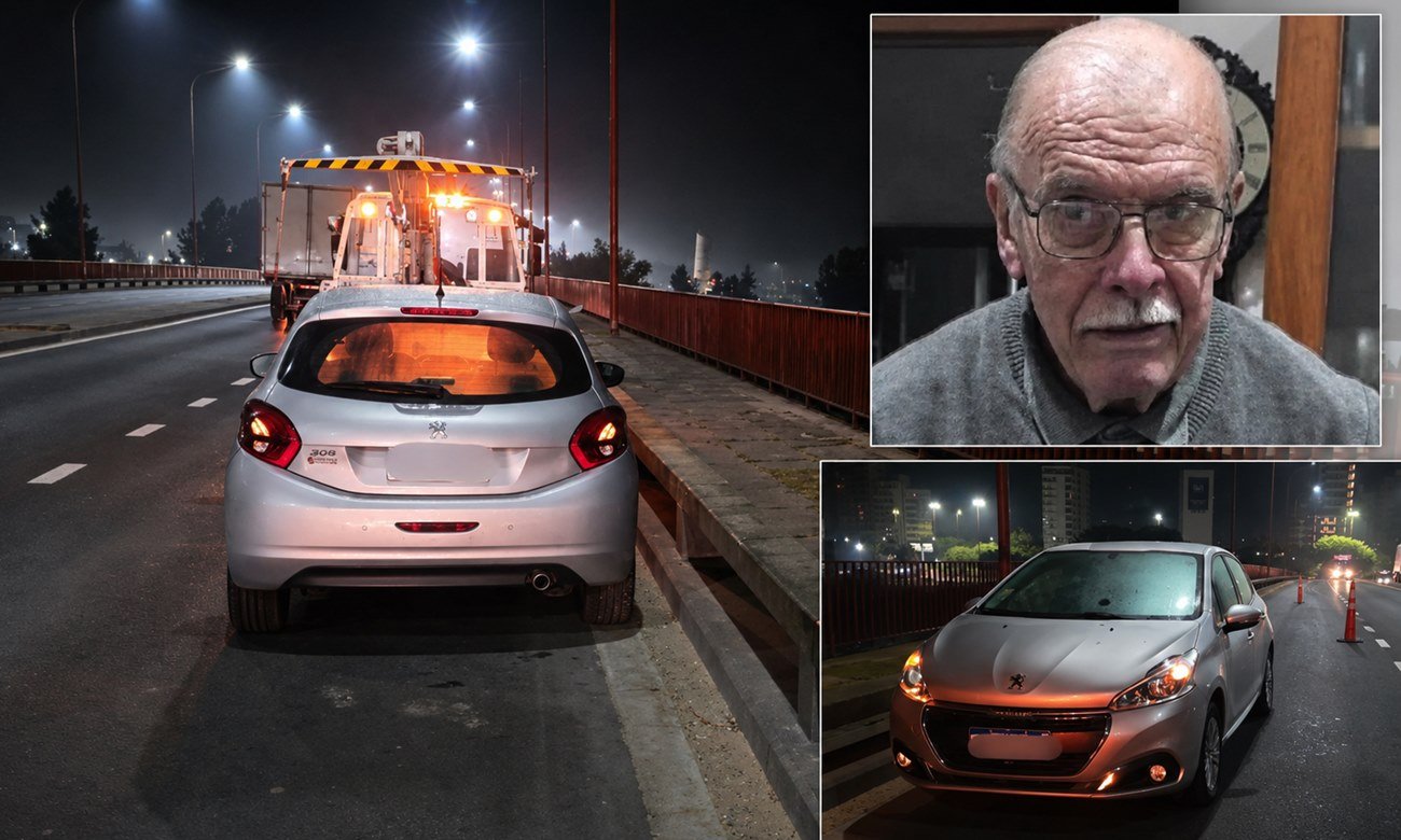 El automóvil de Carlos María Ezpeleta fue hallado abandonado sobre el Puente Oroño, en la ciudad de Santa Fe, durante el operativo de búsqueda.