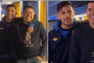 Leandro Paredes y Juan Román Riquelme en la Bombonera durante una jornada de Copa Libertadores. Foto de archivo.