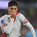 Lautaro Pereyra celebra un gol con la camiseta de River durante un partido oficial en el estadio Monumental. Foto de archivo.