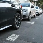 Marcaciones del sistema de estacionamiento medido en calles de la ciudad de Santa Fe, en el marco de las medidas para ordenar la circulación y optimizar el uso del espacio público.