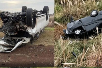 Los vehículos involucrados quedaron con severos daños tras el violento impacto ocurrido sobre la Ruta Provincial 94, en jurisdicción de Teodelina.
