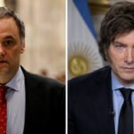 El presidente Javier Milei y el jefe de Gabinete, Manuel Adorni, en una composición con imágenes de archivo.