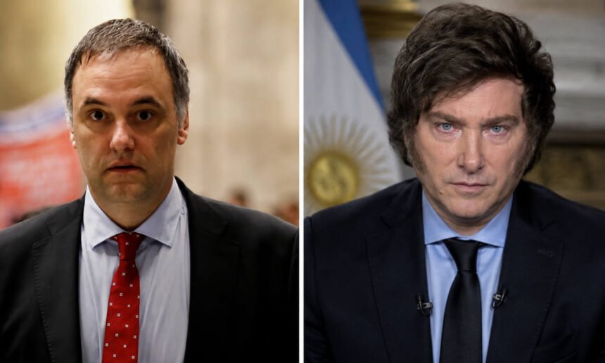 El presidente Javier Milei y el jefe de Gabinete, Manuel Adorni, en una composición con imágenes de archivo.