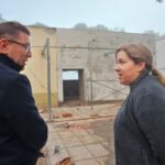 Rodrigo Borla durante una recorrida institucional por obras y entidades del departamento San Justo.