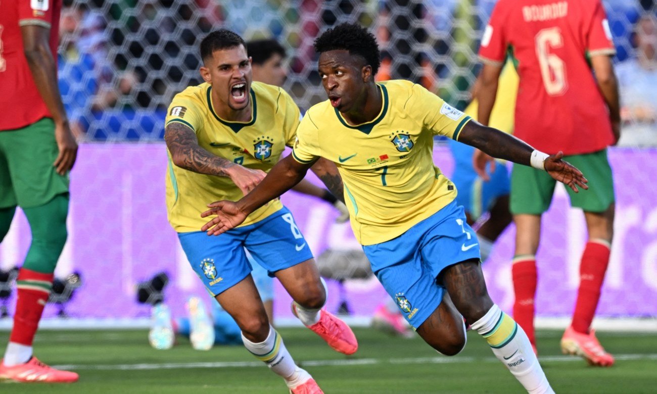 Vinicius Junior celebra su gol durante el encuentro entre Brasil y Marruecos por la fase de grupos del Mundial 2026. Foto: archivo.
