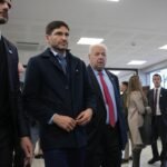 El gobernador Maximiliano Pullaro y el presidente de la Corte Suprema de Justicia de Santa Fe, Rafael Gutiérrez, recorren las instalaciones del nuevo edificio judicial de Casilda, una obra destinada a centralizar y modernizar los servicios de justicia en la región.