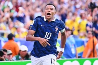 Kylian Mbappé celebra uno de los goles de Francia durante un partido del Mundial 2026.