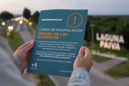Capacitación sobre manipulación segura de alimentos destinada a trabajadores del sector alimenticio en Laguna Paiva.