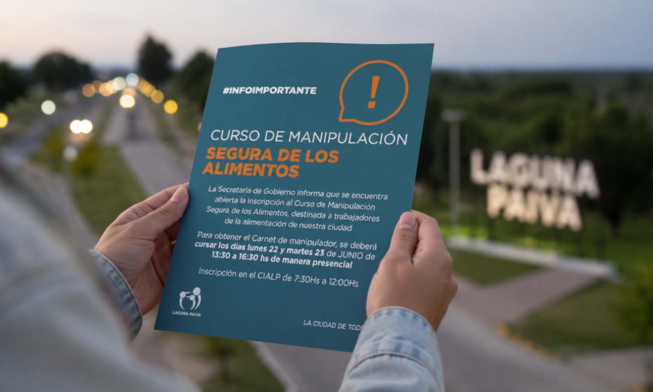 Capacitación sobre manipulación segura de alimentos destinada a trabajadores del sector alimenticio en Laguna Paiva.